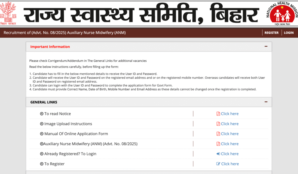 Bihar ANM Vacancy 2025