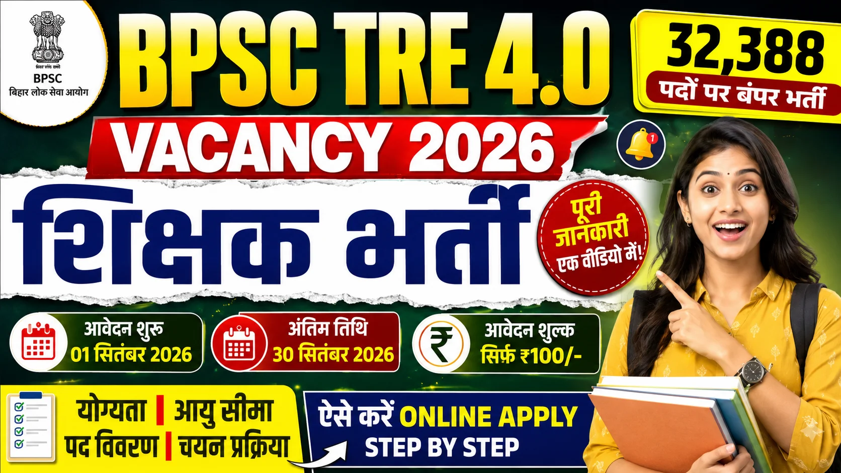 BPSC TRE 4.0 Vacancy 2026 Online Apply