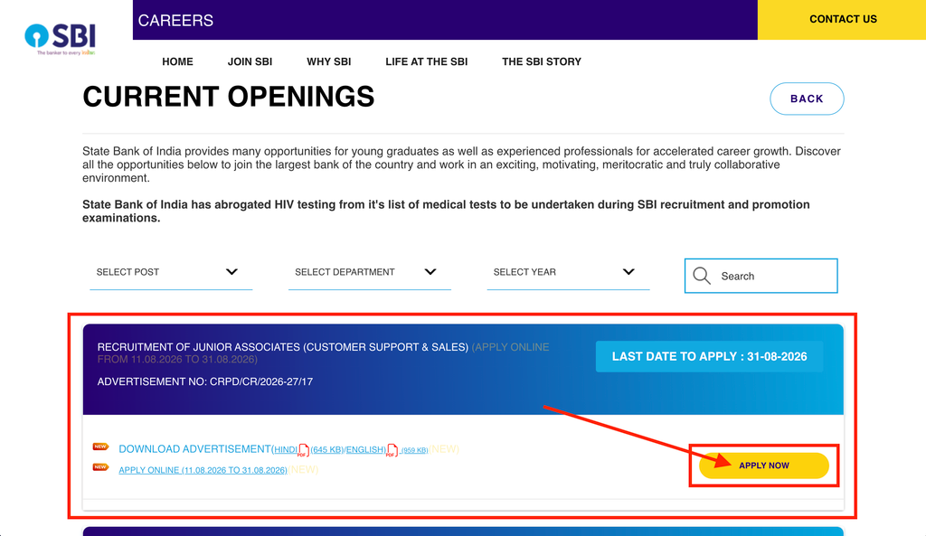 SBI Junior Associate Vacancy 2026
