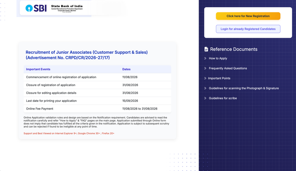 SBI Junior Associate Bharti 2026