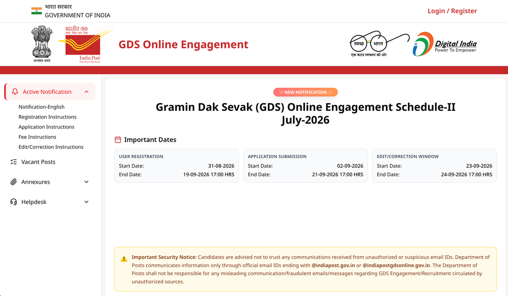 India Post GDS Online Apply 2026